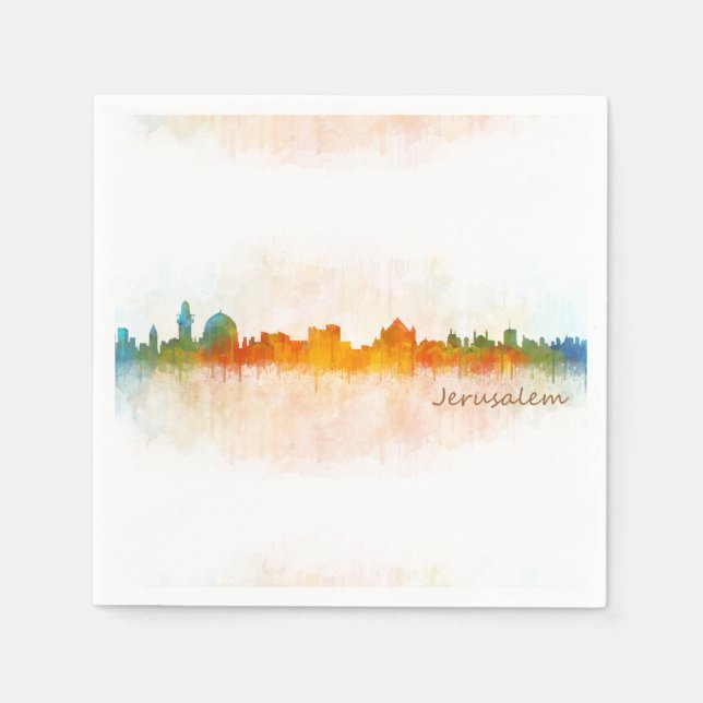 Serviettes En Papier Jérusalem Israël Ville Skyline (Devant)