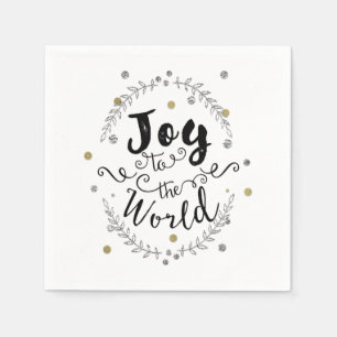 Serviettes En Papier Joie au Monde Fête de vacances Rustique Argent Dor