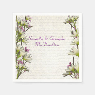 Serviettes En Papier Joli mariage campagnard mauve blanc lilas