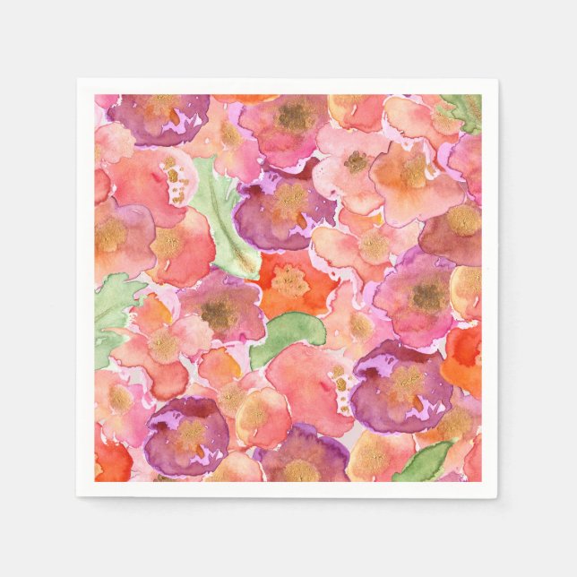 Serviettes En Papier Joli Poppies d'aquarelle (Devant)