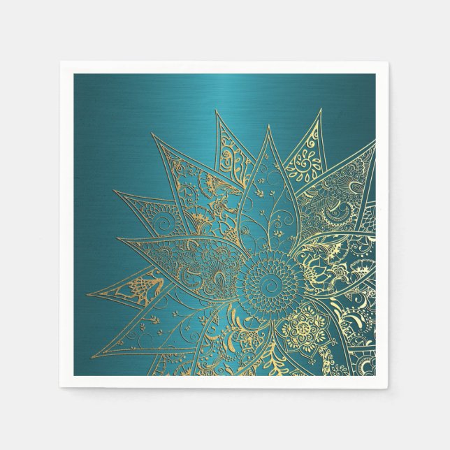 Serviettes En Papier Jolie fleur henné dessin à la main (Devant)