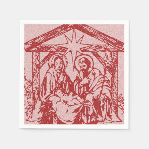 Serviettes En Papier jolie nativité rouge contour_edit-1