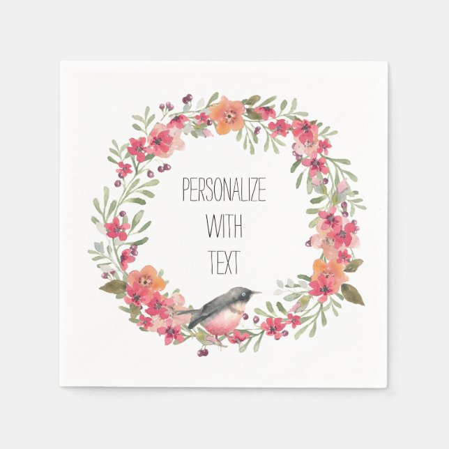 Serviettes En Papier Jolie Oleander et Flore d'oiseaux (Devant)