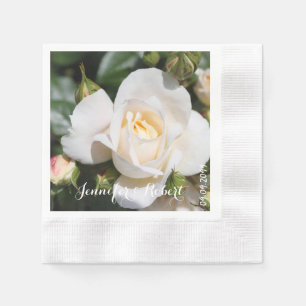 Serviettes En Papier jolie rose blanche. art photo floral.