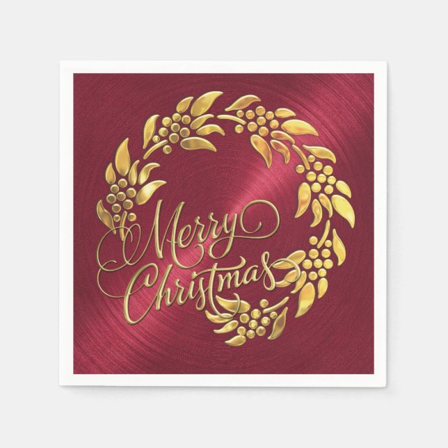 Serviettes En Papier Joyeuse couronne de Noël (Devant)