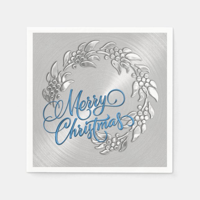 Serviettes En Papier Joyeuse couronne de Noël (Devant)