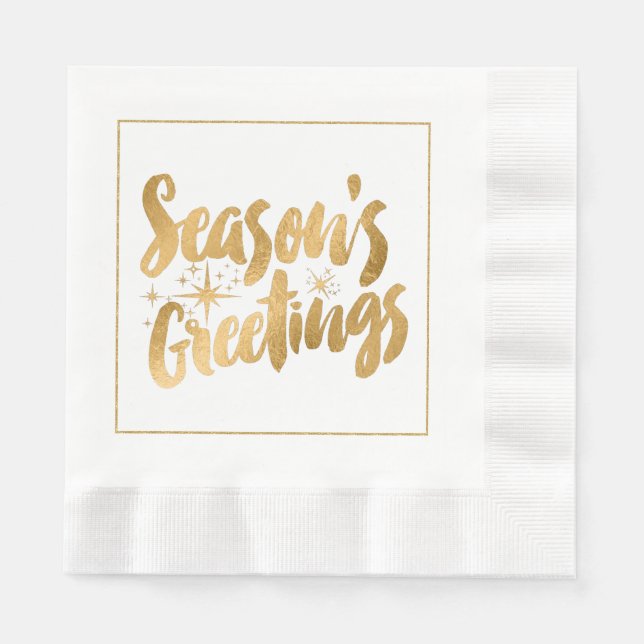 Serviettes en papier Joyeuses Fêtes d'or (Devant)
