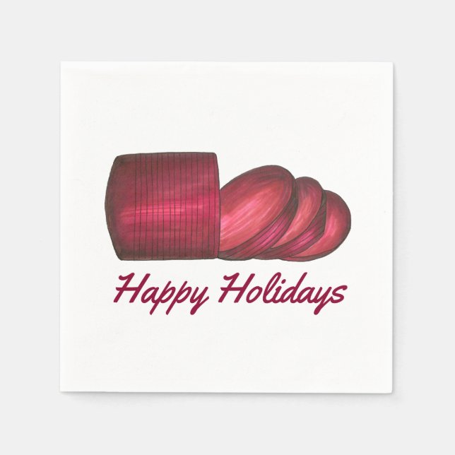 Serviettes En Papier Joyeuses fêtes Noël Thanksgiving Cranberry (Devant)