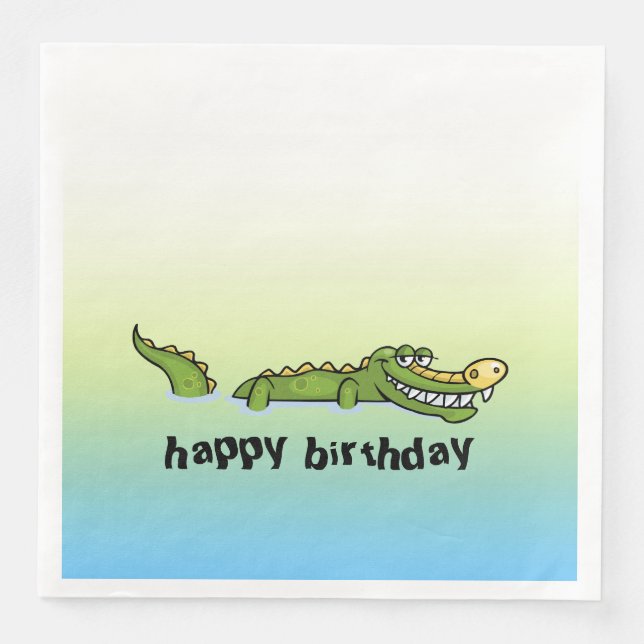 Serviettes En Papier Joyeux Alligator d'anniversaire (Devant)