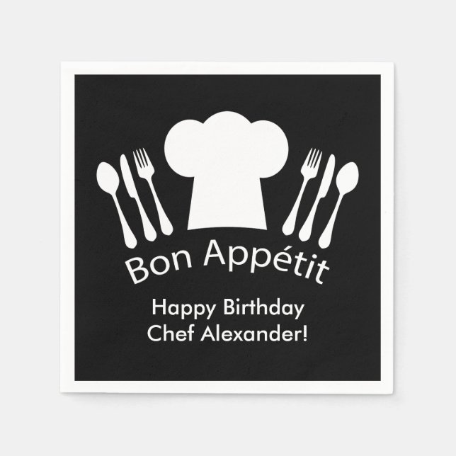 Serviettes En Papier Joyeux anniversaire au Chef ! Bon Appetit (Devant)