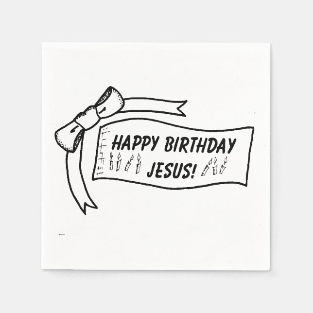 Serviettes En Papier Joyeux Anniversaire Jésus Papier Napkins (Devant)