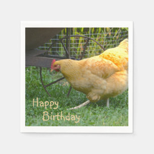 Serviettes En Papier Joyeux Anniversaire Poulet Napkin