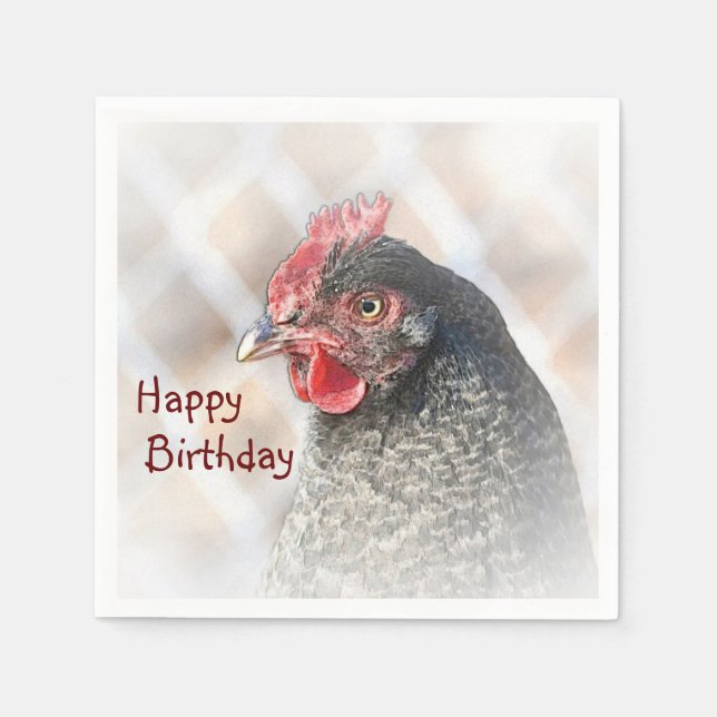 Serviettes En Papier Joyeux Anniversaire Poulet Napkin (Devant)