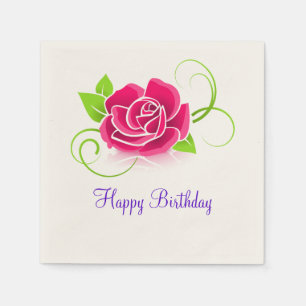 Serviettes En Papier Joyeux Anniversaire rose