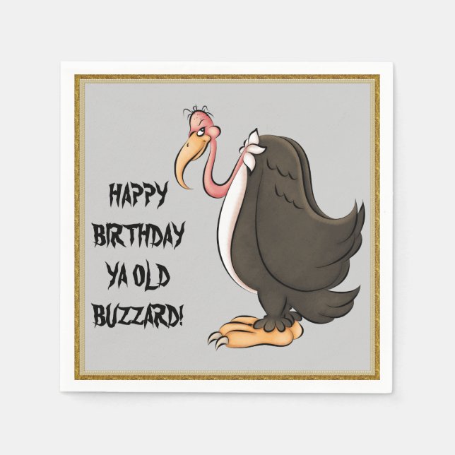 Serviettes En Papier Joyeux Anniversaire Vieux Buzzard serviettes en pa (Devant)