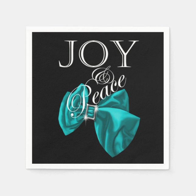 Serviettes En Papier joyeux bleu ruban paix (Devant)
