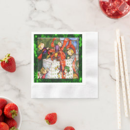 Serviettes En Papier Joyeux Elfes Envelopper présent Cocktail Papier Na