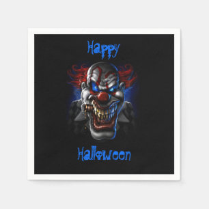 Serviettes En Papier Joyeux Halloween bleu yeux mal Clown