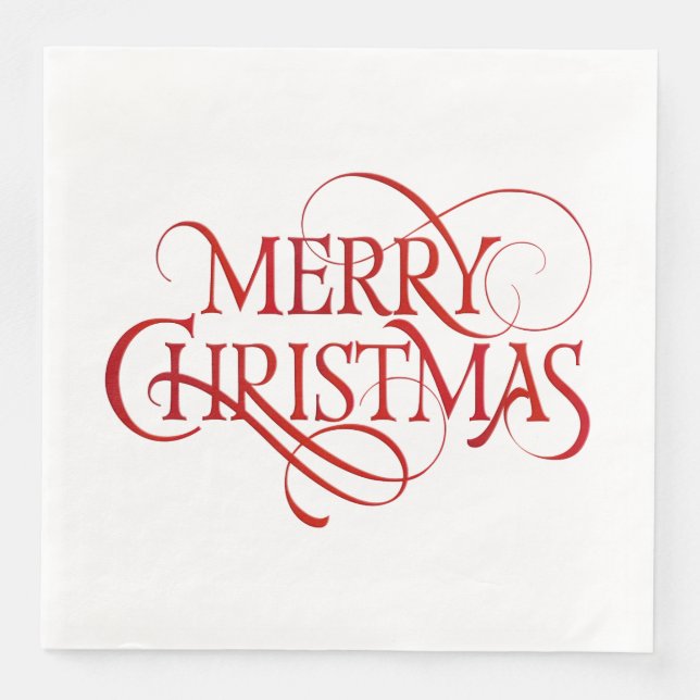Serviettes en papier - Joyeux Noël rouge (Devant)