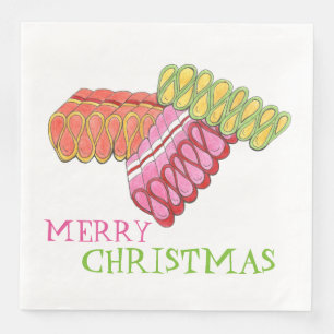 Serviettes En Papier Joyeux Noël Vacances Classique Ruban Candy