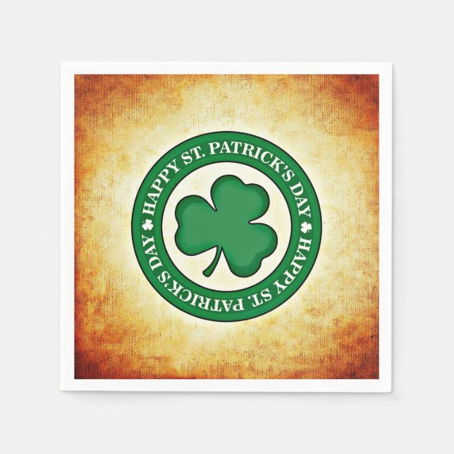 Serviettes En Papier Joyeux Shamrock de la Saint Patrick Napkin Carré  (Devant)