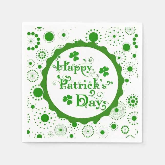 Serviettes En Papier Joyeux St. Patrick's Day Floral Text Design (Devant)