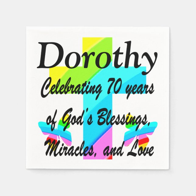 SERVIETTES EN PAPIER JOYOUS PERSONNALISÉ 70E ANNIVERSAIRE NAPKINS (Devant)