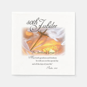 Serviettes En Papier Jubilé d'or Vie religieuse, Cross Candle