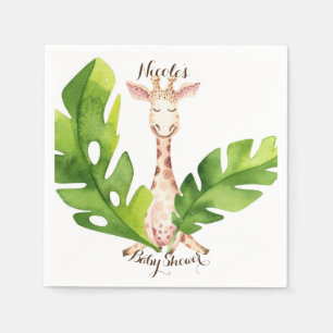 Serviettes En Papier Jungle Giraffe Baby shower d'aquarelle