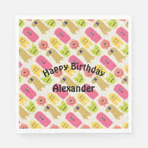 Serviettes En Papier Kawaii Monster Annithday Party Napkin