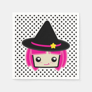 Serviettes En Papier Kawaii Pink Haired Witch Napkins