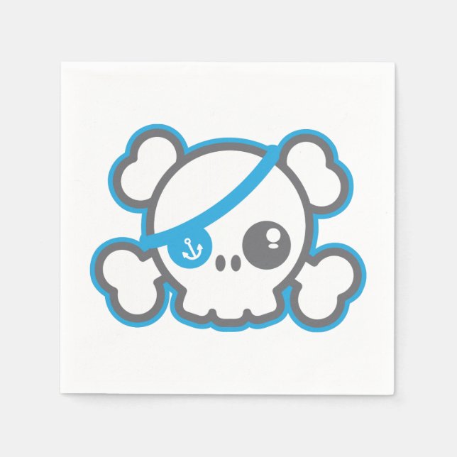 Serviettes En Papier Kawaii Pirate Skull Napkins (Devant)