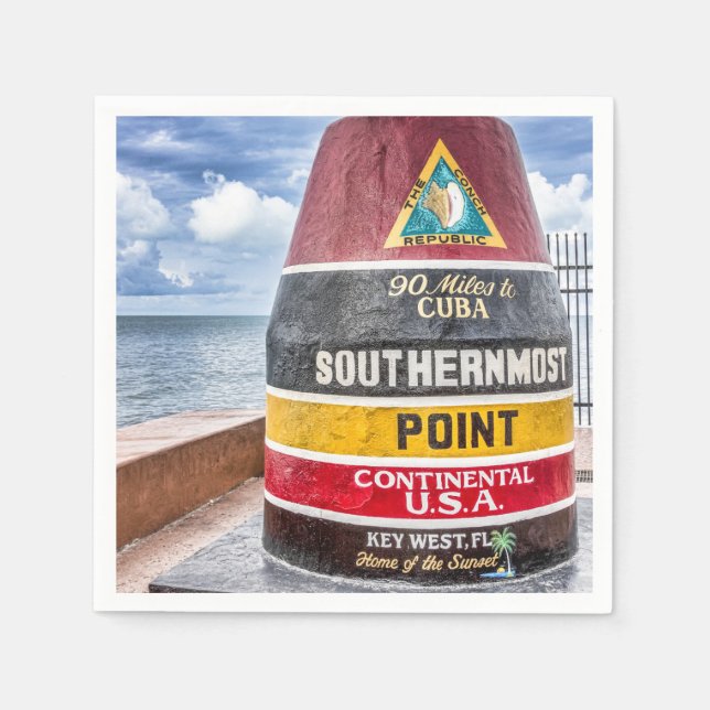 Serviettes En Papier Key West Florida Cocktail Napkins (Devant)