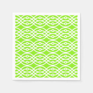 Serviettes En Papier Kimono imprimé, vert citron et blanc