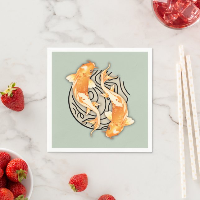 Serviettes en papier Koi Abstraites (En situation)