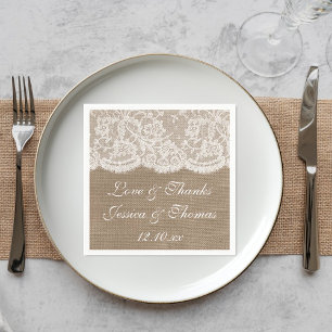 Serviettes En Papier La collection de Mariages Burlap & Lace