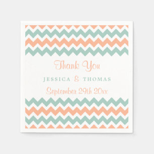 Serviettes En Papier La collection moderne de Mariages Chevron Peach &