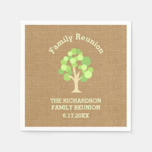 Serviettes En Papier La Réunion de famille verte rustique mignonne