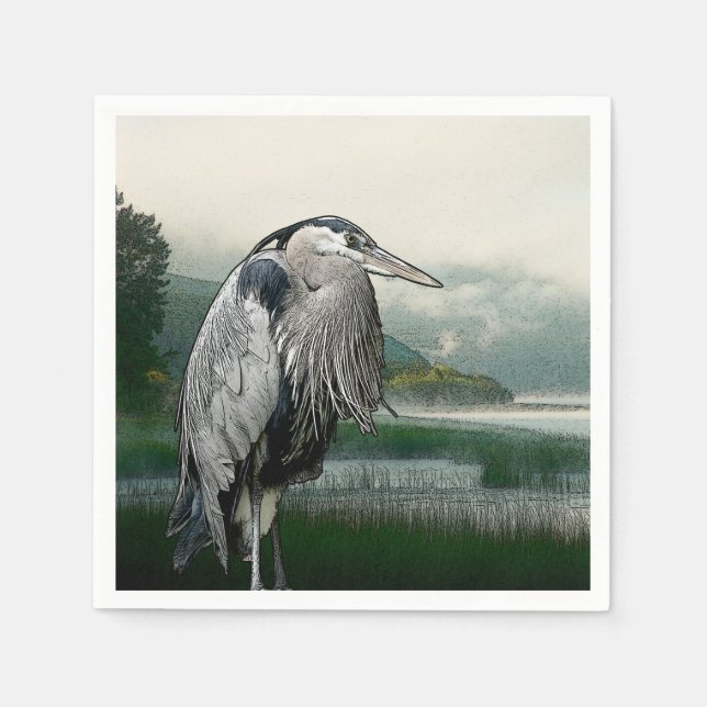 Serviettes En Papier Lac Heron (Devant)
