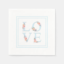 Serviettes En Papier L'amour en Fleur Pastel Alphabet Floral