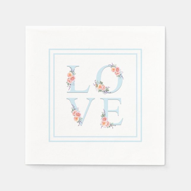 Serviettes En Papier L'amour en Fleur Pastel Alphabet Floral (Devant)