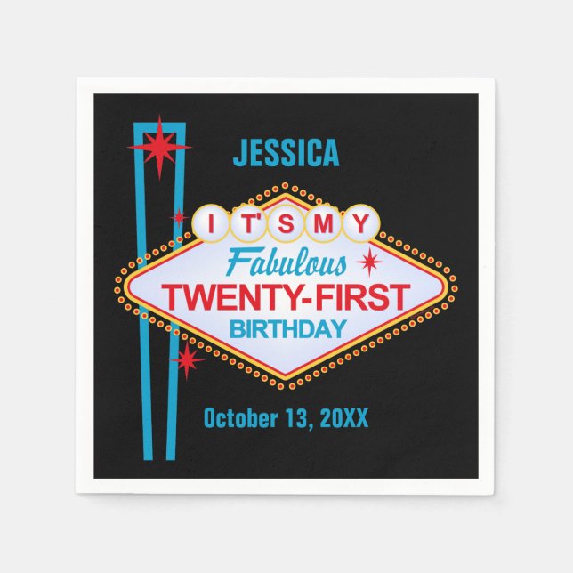 Serviettes En Papier Las Vegas 21e anniversaire (Devant)