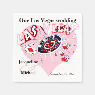 Serviettes En Papier Las Vegas Mariage Coeur rose