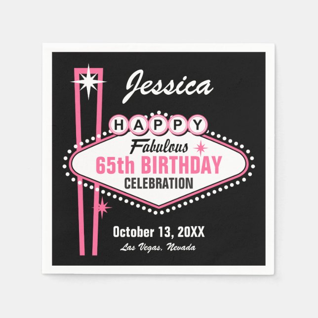 Serviettes En Papier Las Vegas rose heureux (Devant)