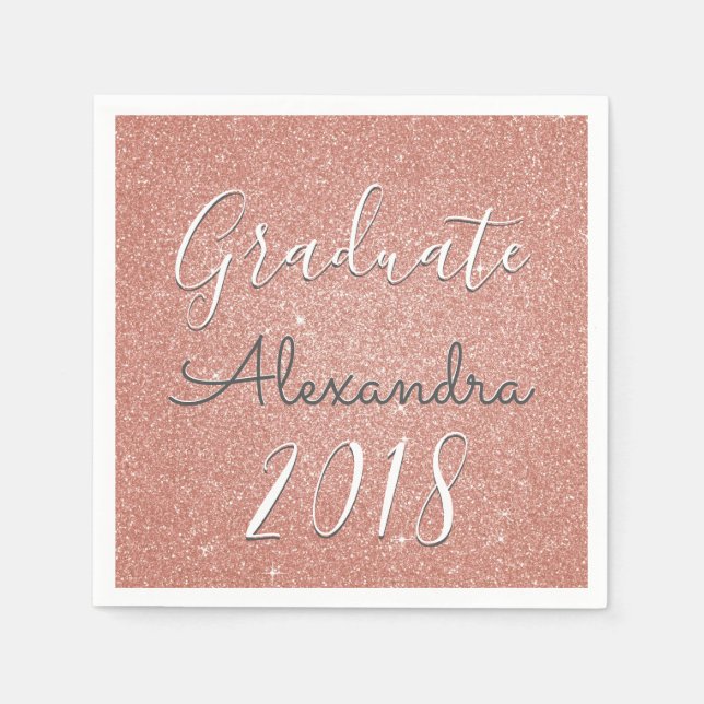 Serviettes En Papier Lauréat 2018 Rose Gold - Parties scintillant rose  (Devant)