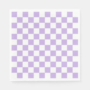 Serviettes En Papier Lavande Checkered et blanc