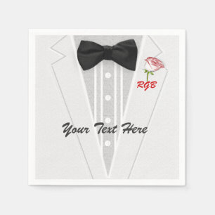 Serviettes En Papier Le monogramme blanc de smoking avec s'est levé