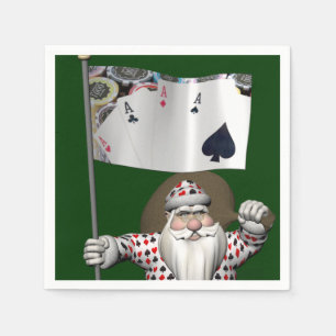 Serviettes En Papier Le Père Noël Aime Jouer Au Poker