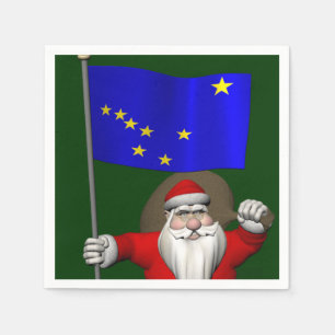 Serviettes En Papier Le Père Noël Avec L'Enseigne De L'Alaska