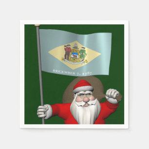 Serviettes En Papier Le Père Noël Avec L'Enseigne Du Delaware